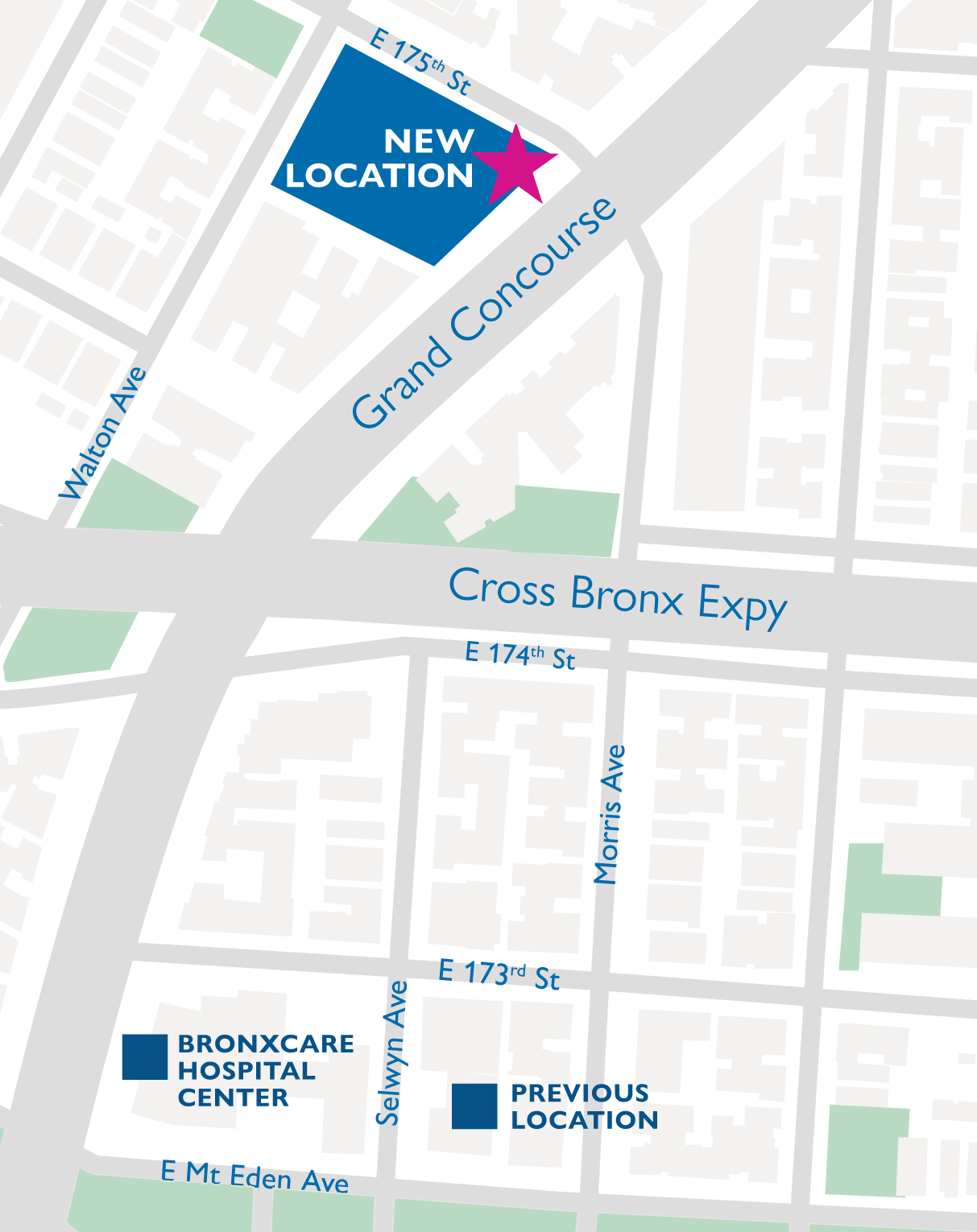 Map of new location for BronxCare Mount Sinai Comprehensive Cancer Care